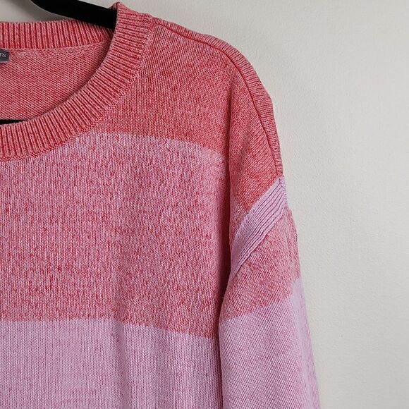 T by Talbot's Pink Large Ombre Stripe Cotton Sweater Top Size XLP - Picture 3 of 11